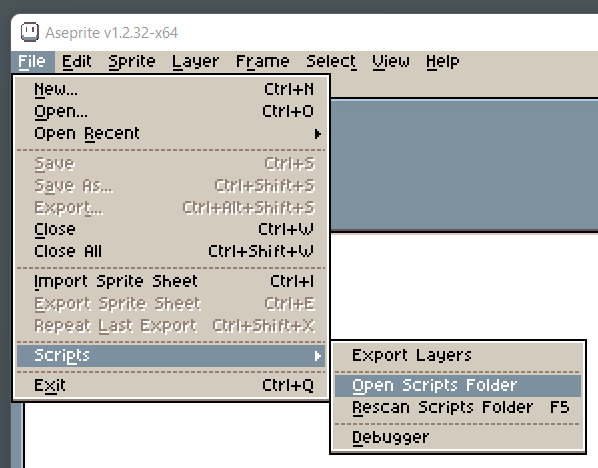 Aseprite script folder